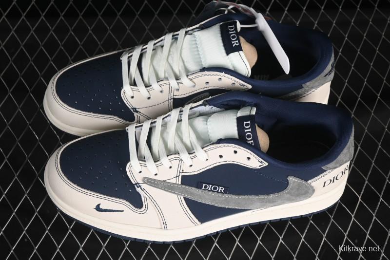 Nike Travis Scott x Fragment Design x Air Jordan 1 Low OG SP AJ1 Low Top Casual Sneakers - XS2024-012