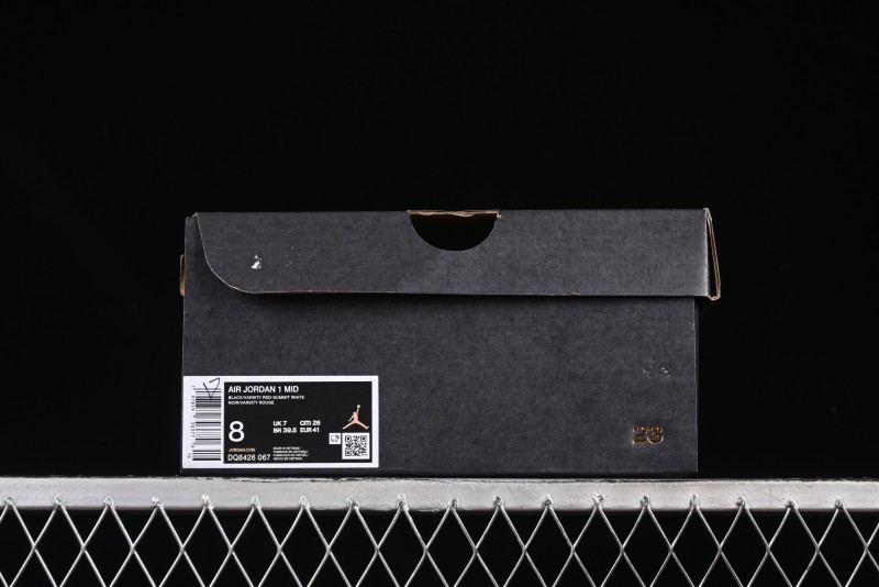 Nike Air Jordan 1 Mid AJ1 Black Red Mid-Top Casual Sneakers - DQ8426-067