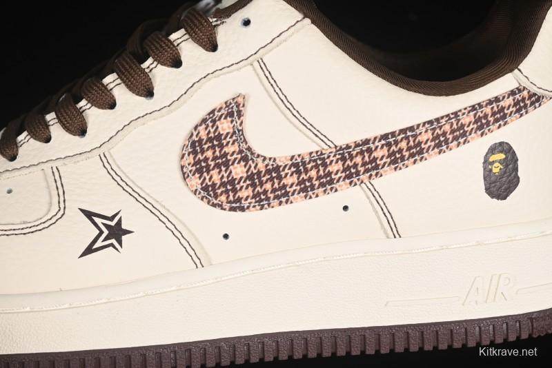 Nike Air Force 1 '07 Low Bape Collaboration Beige Camo Casual Sneakers - DF0188-052