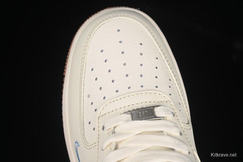 Nike Air Force 1 '07 Low Supreme Collaboration Blue Swoosh Gum Sole Casual Sneakers - XS1958-547