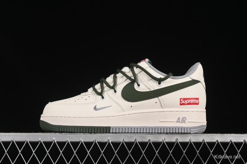 Nike Air Force 1'07 Low Supreme Collaboration Dual-Tone Grey Green Lace-Up Casual Sneakers - DM6868-070