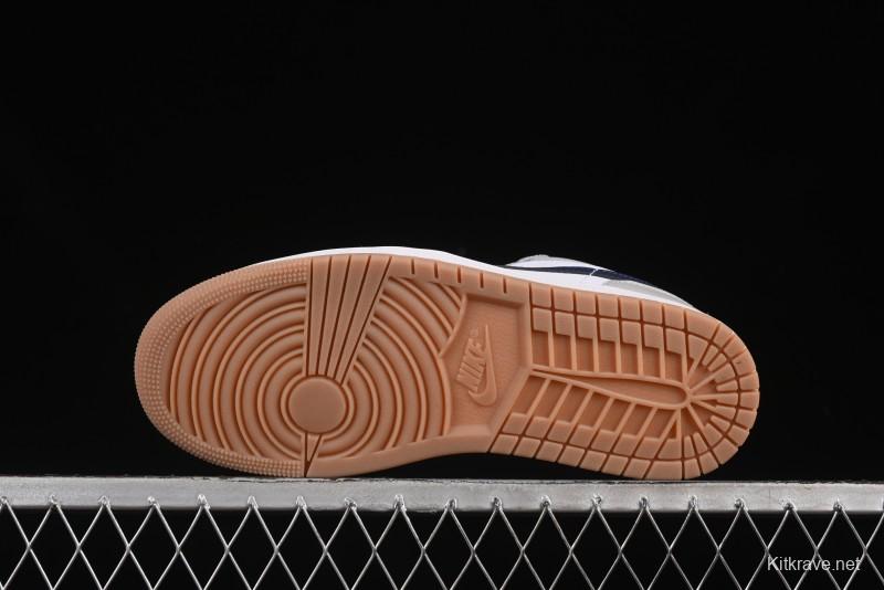 Nike Air Jordan 1 Low AJ1 Casual Sneakers with Blue Swoosh - 553558-146