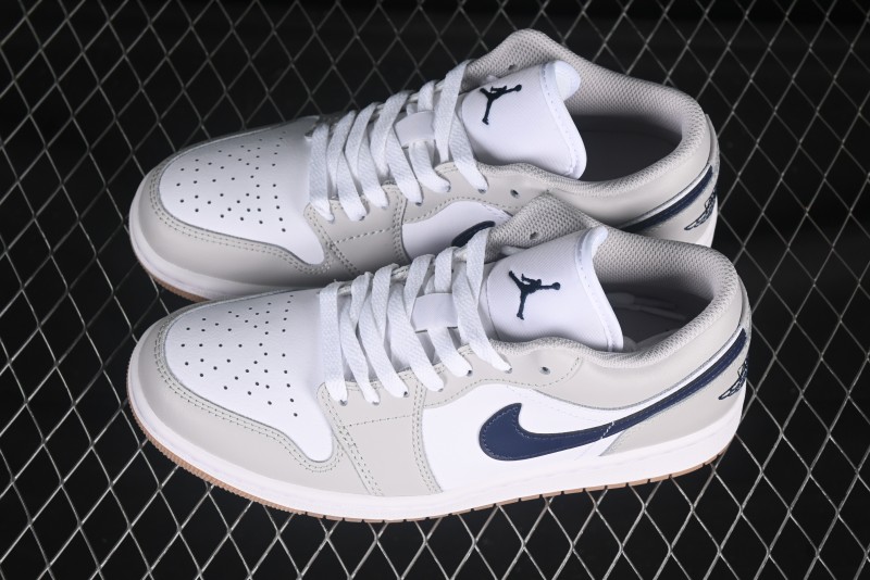 Nike Air Jordan 1 Low AJ1 Casual Sneakers with Blue Swoosh - 553558-146