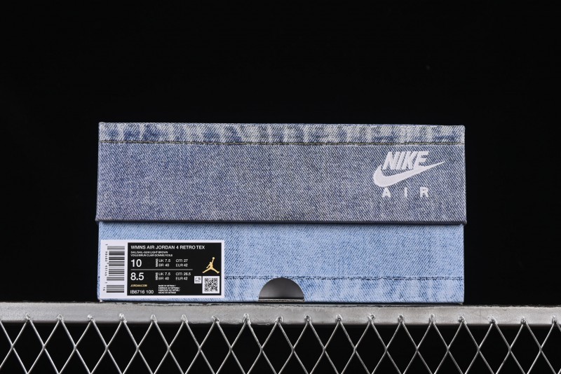 Nike Air Jordan 4 Retro Denim "Worn Blue" Sneakers with Distressed Wash Finish - IB6716-100