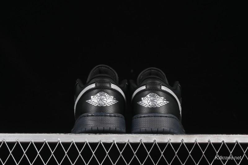 Nike Air Jordan 1 Low AJ1 Basketball Shoes Black White Canvas Leather Panel - HV5968-001