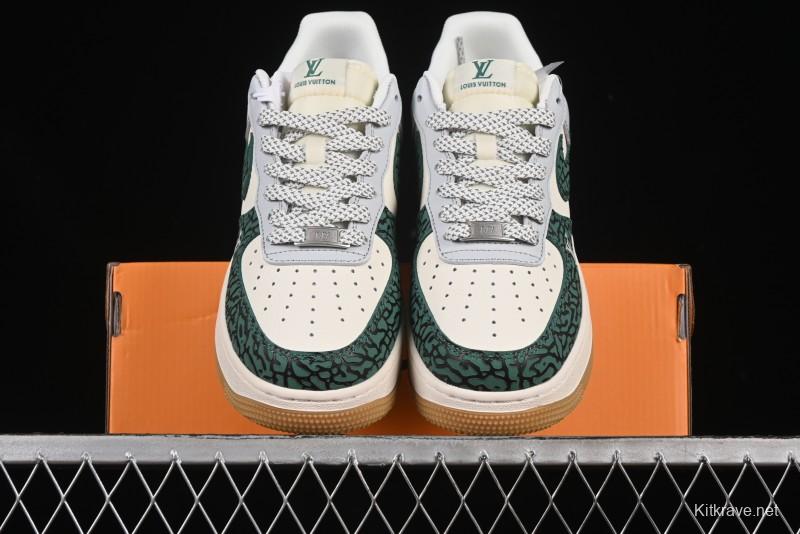 Nike Air Force 1 '07 Low LV Collaboration Green Stone Grain Gum Sole Casual Sneakers - ZH2598-306