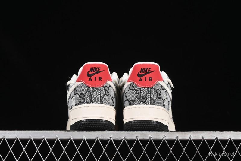 Nike Air Force 1'07 Low Gucci Collaboration Grey Pattern Drawstring Casual Sneakers - YX5066-319