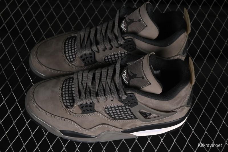 Nike Air Jordan 4 Retro Sneakers in Cave Stone Brown with Black Mesh and TPU Details - FV5029-200