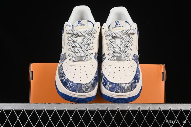 Nike Air Force 1 '07 Low Stussy Collaboration Gradient Denim Casual Sneakers - XS1958-586