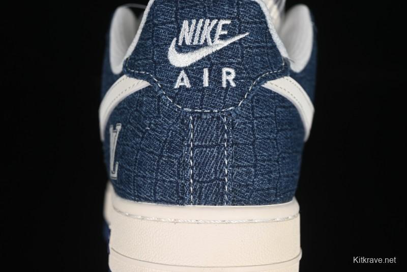 Nike Air Force 1'07 Low LV Collaboration Dark Blue Checkerboard Casual Sneakers - XS1958-551