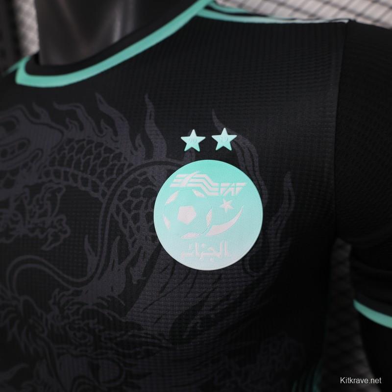 Player Version 2025 Algeria Black with Mint Green Dragon Pattern Jersey