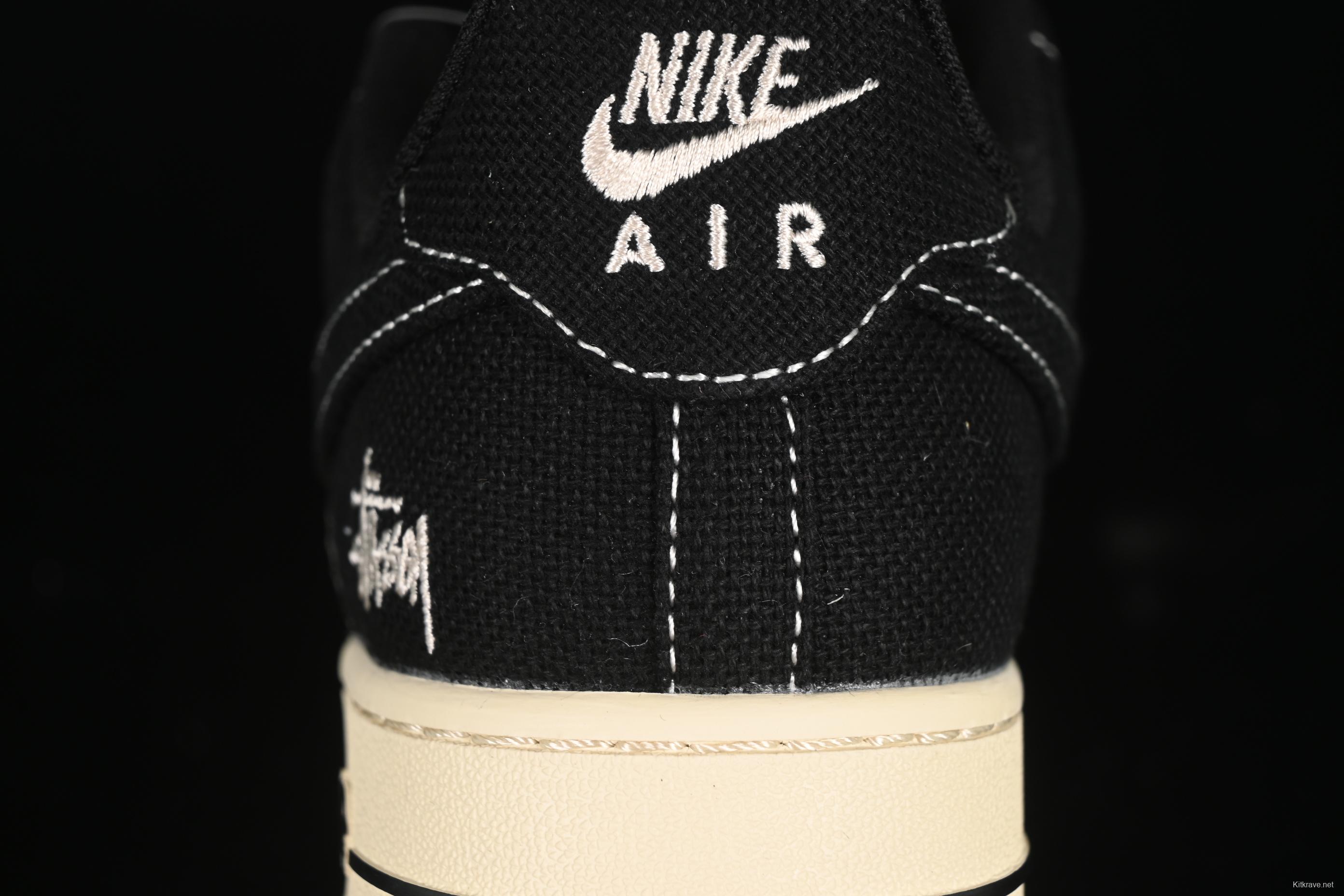 Nike Air Force 1 '07 Low Stussy Collaboration Beige Black Hemp Low-Top Casual Sneakers - XX3168-156