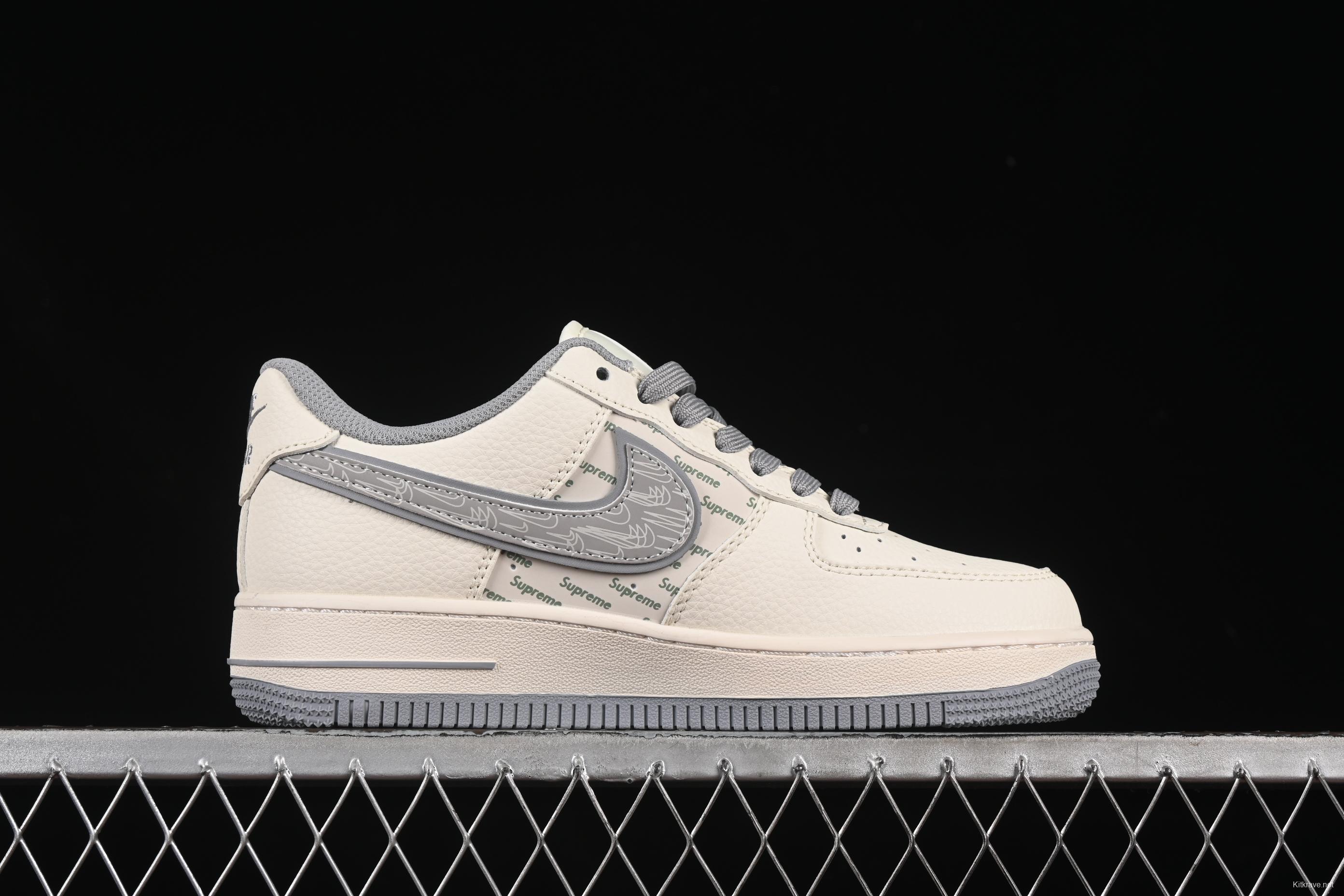 Nike Air Force 1 '07 Low Supreme Collaboration Beige Multi-Swoosh Casual Sneakers - XX3168-147