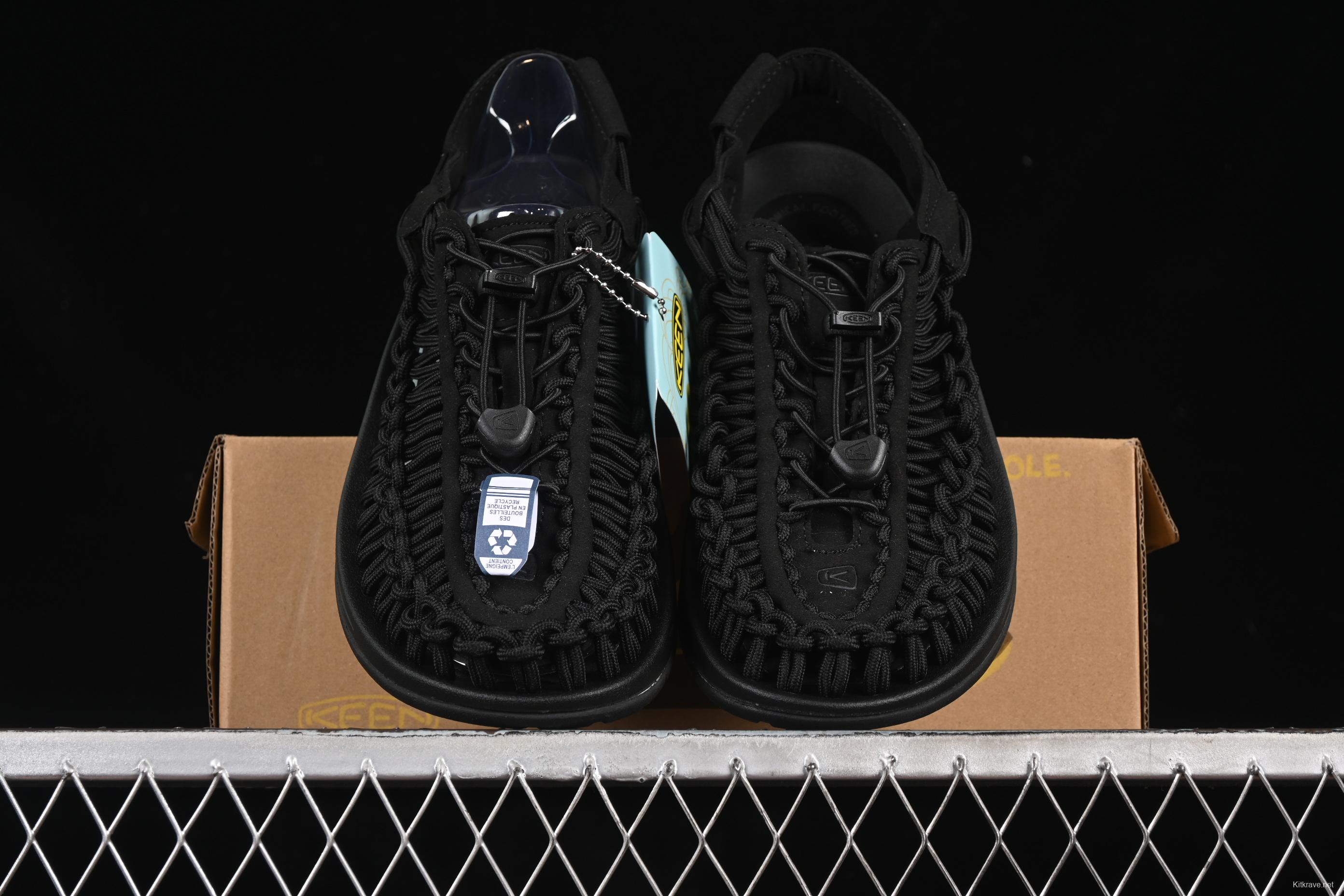 Keen Uneek Flat-M Woven Elastic Strap Casual Outdoor Water Sandals - 1014097 BLACK