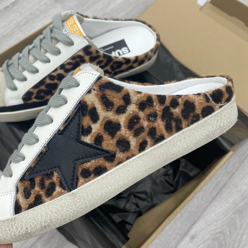 2025 GGDB White Black Leopard Print Suede Leather Slip-On Sneakers