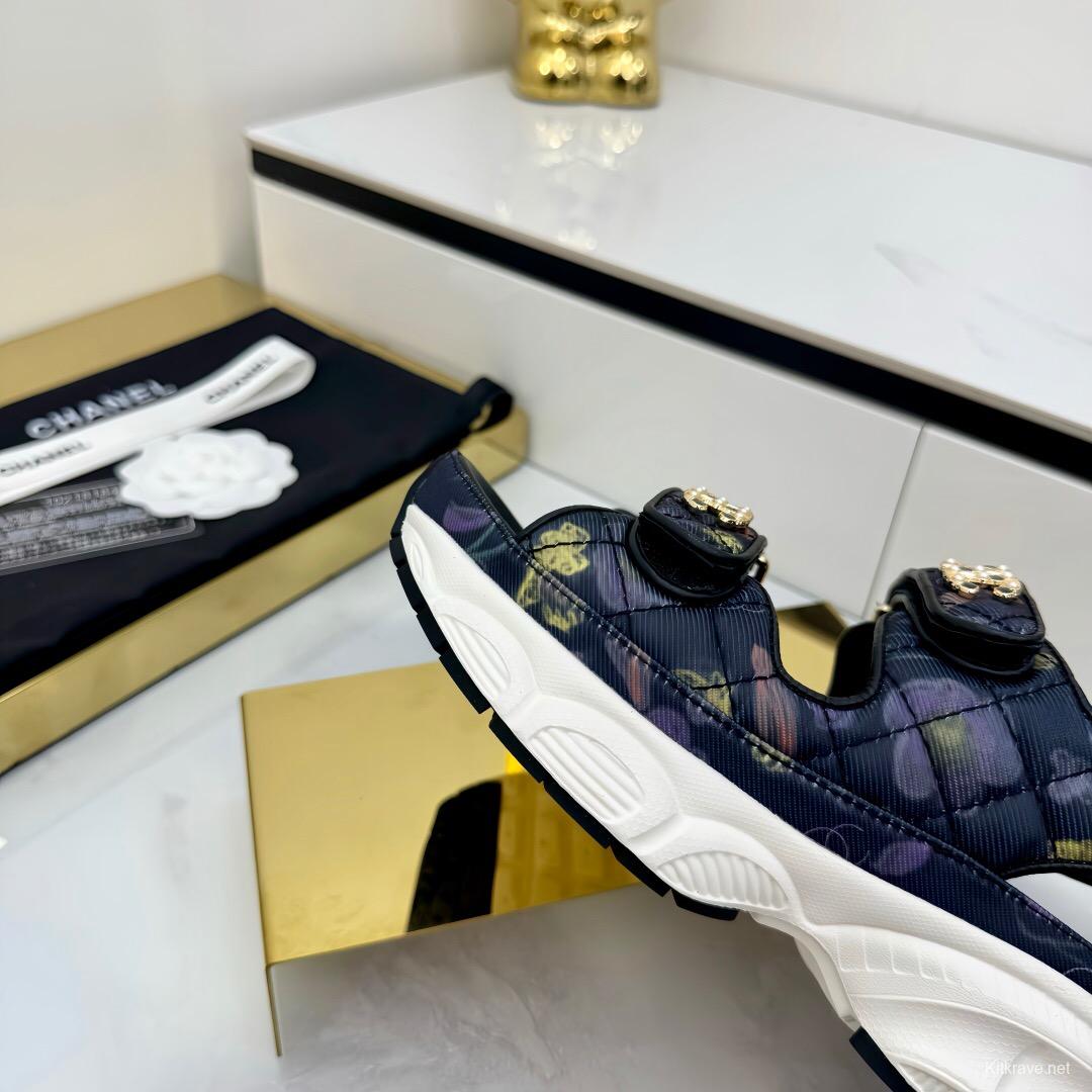 2025 Women Chanel Black Multicolor Fabric Leather Sandals LY00330