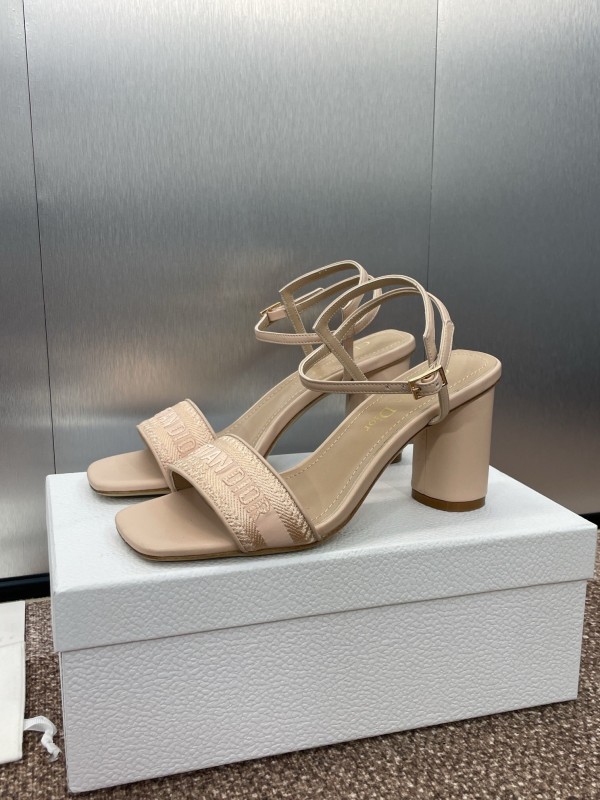 2025 Women Dior Beige Calfskin Heel Embroidery KFY00280