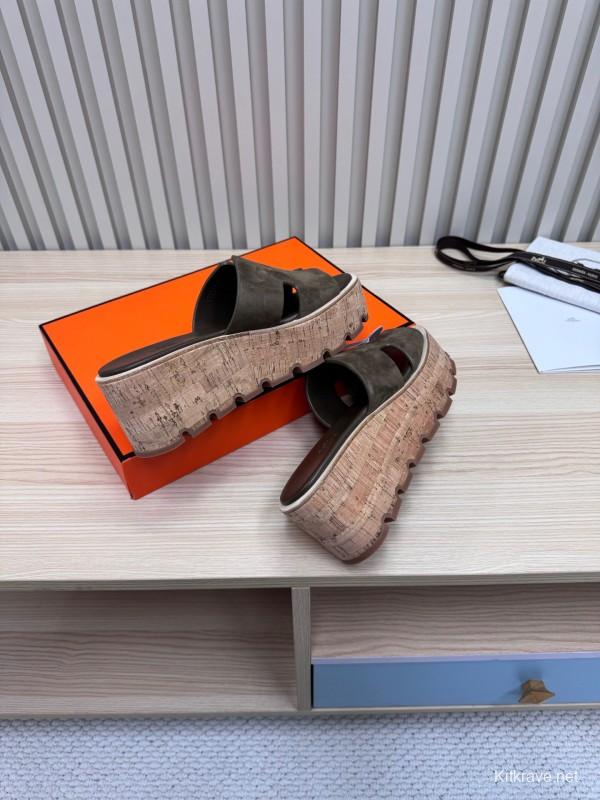 2025 Slippers Hermès Brown Suede Slippers