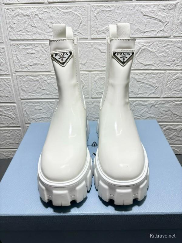 2024 Women Prada White Leather Boots MJ00380