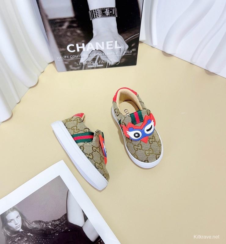 2024 Kids Gucci Brown Red Canvas Slip-On