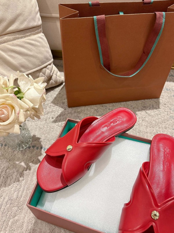 2025 Slippers LP Red Leather Slippers LY00270