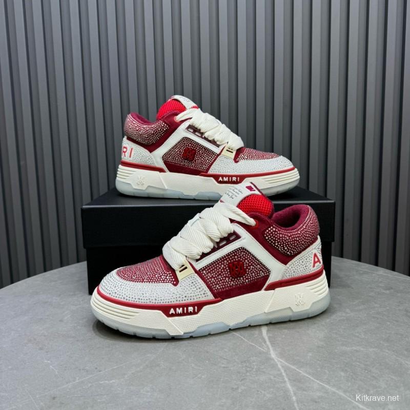 2024 Unisex Amiri Red White Leather Mesh Sneakers MJ00410