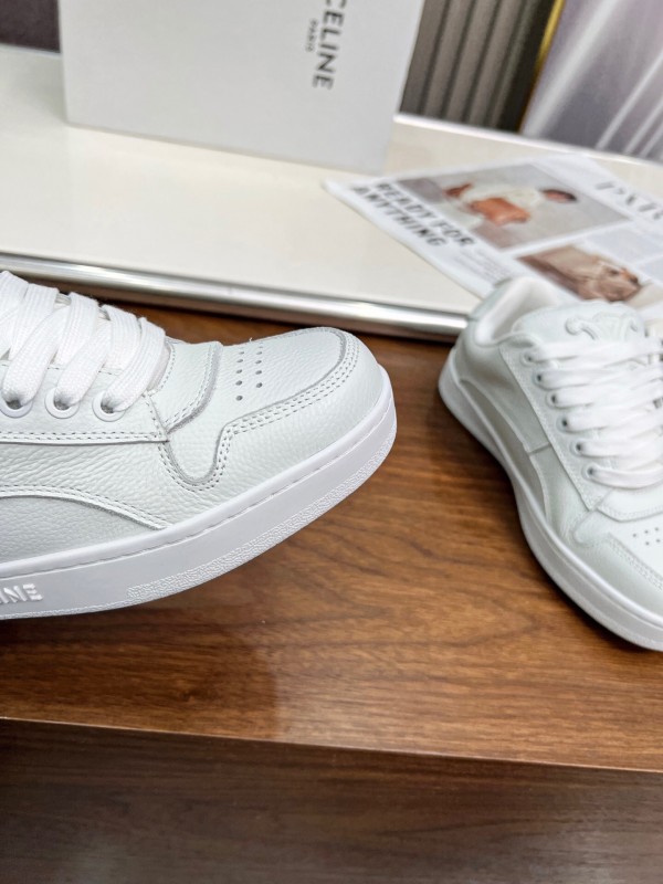 2025 Unisex CELINE White Leather Sneakers KFY00260
