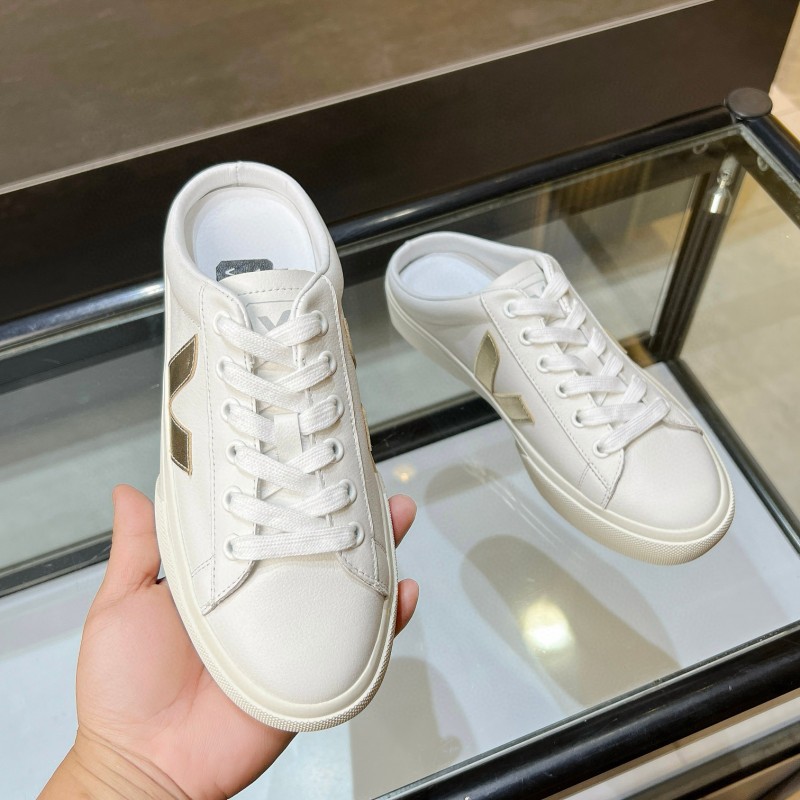 2025 Women VEJA White Canvas Leather Sneakers Slip-On Casual MJ00240