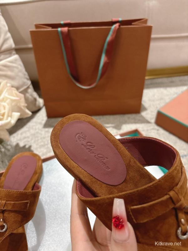 2025 Slippers LP Brown Suede Slippers LY00250