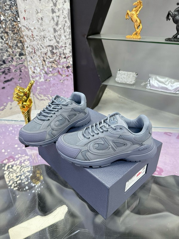 2024 Unisex Dior Stone Island Grey Mesh Tech Fabric B30 Sneakers MJ00330