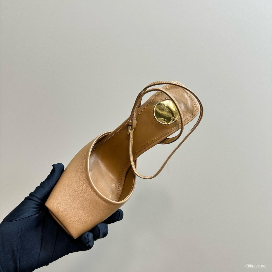 2025 Women Yves Saint Laurent Beige Calfskin Slingback Pumps