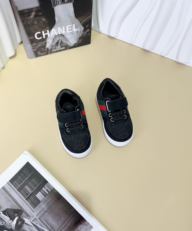 2024 Kids Gucci Brown Green Canvas Sneakers