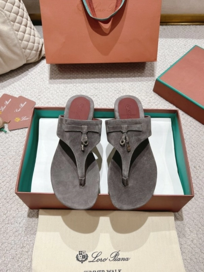 2025 LP Grey Suede Slippers LY00300