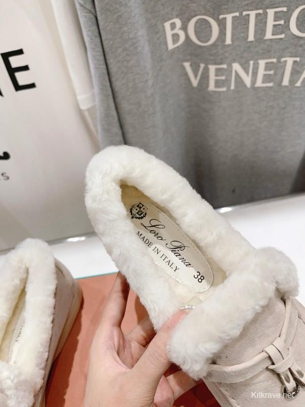 2024 Unisex Le Parmentier Beige Suede Sheepskin Loafers MJ00300