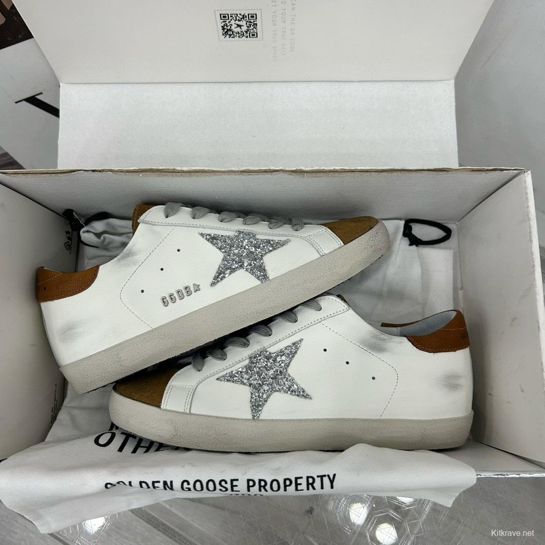 2025 Women GGDB White Silver Leather Sneakers
