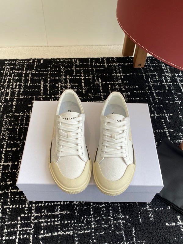 2025 Women Celine White Canvas Sneakers KFY00285