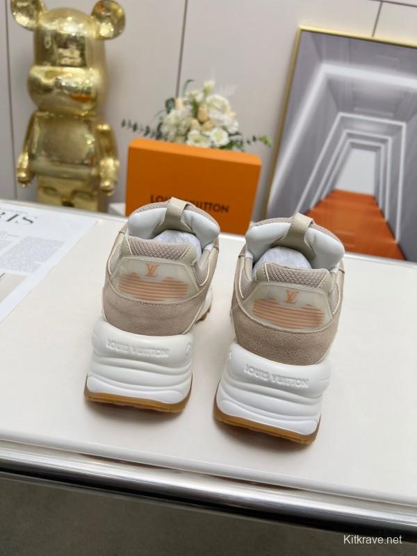 2025 Unisex Louis Vuitton Pink White Black Blue Apricot Leather Tech Fabric Sneakers Monogram Flower LY00340