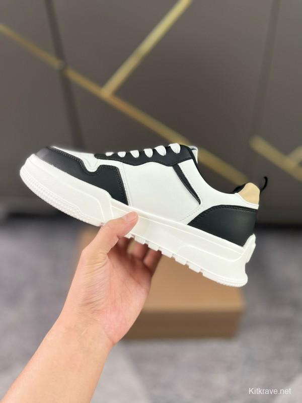 2024 Unisex Burberry Black White Leather Casual Shoes MJ00251