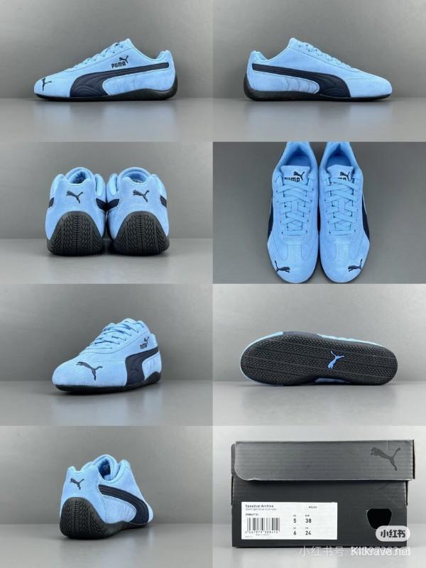 2025 Women Puma Light Blue Black Suede Casual Sneakers KFY00260