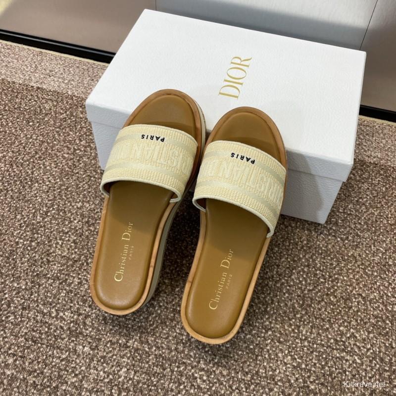 2025 Slippers Dior Beige Canvas Slippers