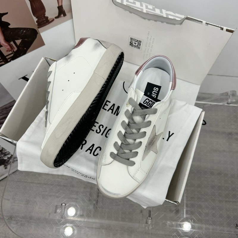 2025 Women GGDB White Grey Pink Leather Suede Sneakers