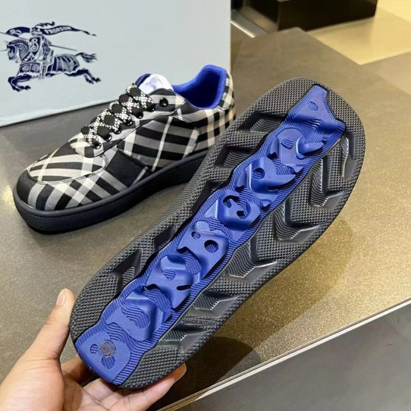 2024 Unisex Burberry Black White Nylon Sneakers