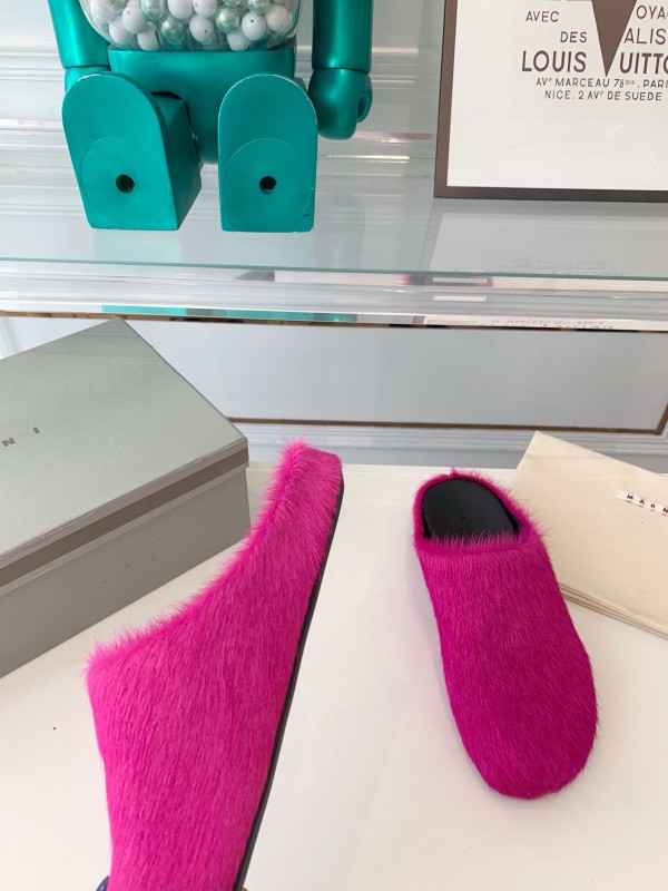 2024 Slippers Marni fuchsia pony hair slippers