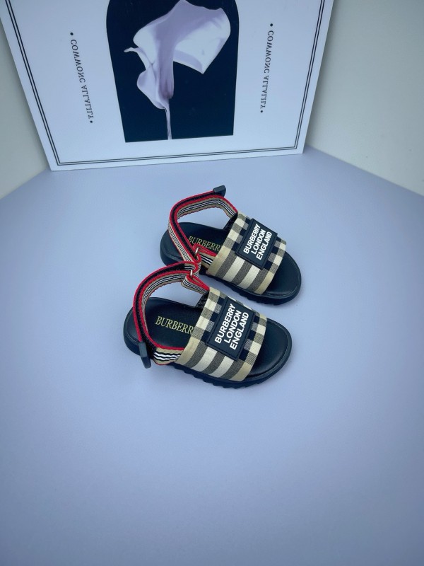 2025 Kids Burberry Beige Black Check Cotton Sandals