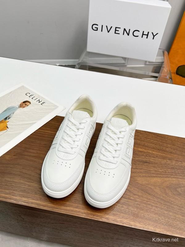2024 Unisex Givenchy White Silk Calfskin Patent Leather Low Top Sneakers MJ00380