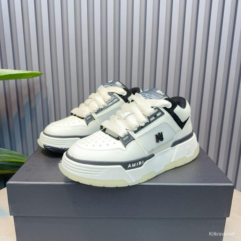 2024 Unisex Amiri White Black Leather Sneakers MJ00360