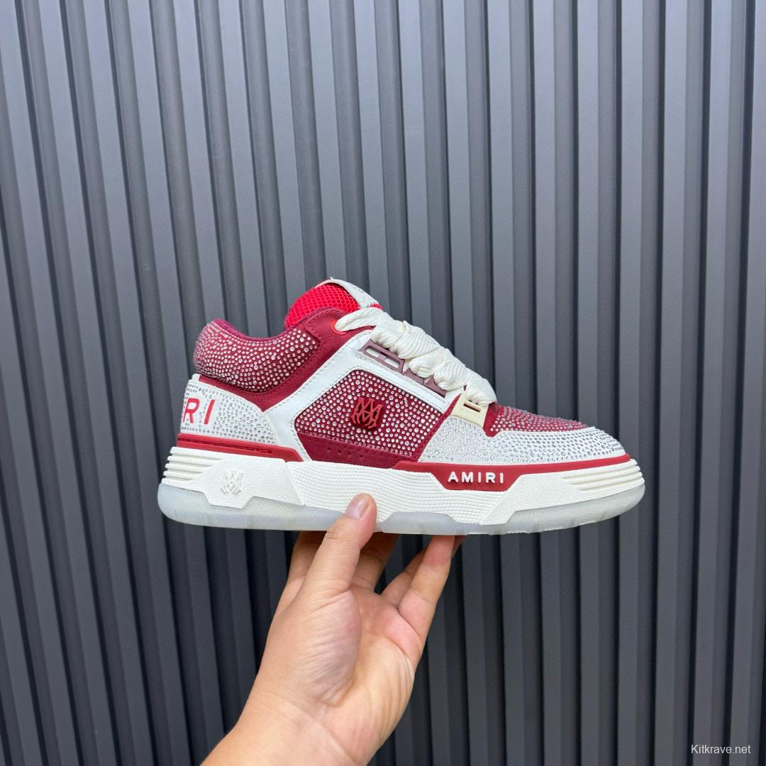 2024 Unisex Amiri Red White Leather Mesh Sneakers MJ00410