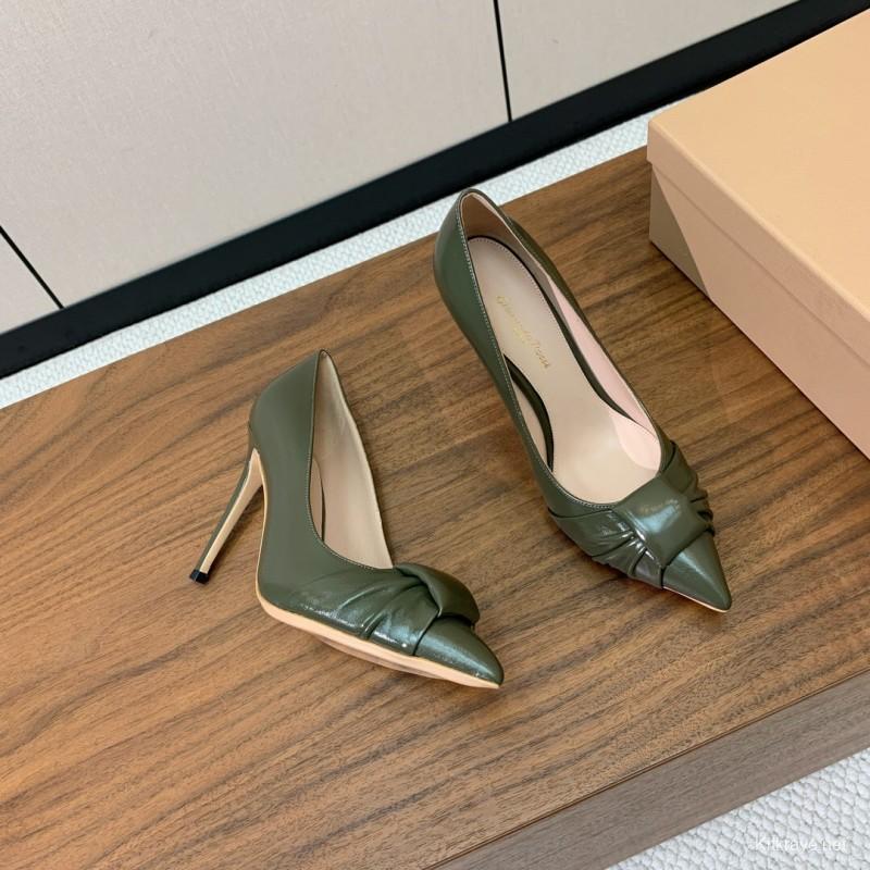 2025 Women Gianvito Rossi Green Patent Leather Pumps KFY00300