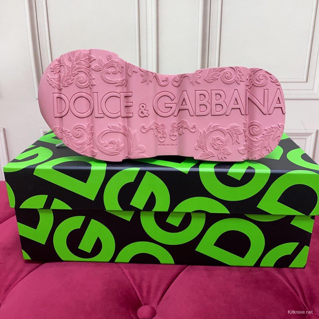 2025 Women Dolce & Gabbana White Pink Mesh Sneakers LY00330(F)