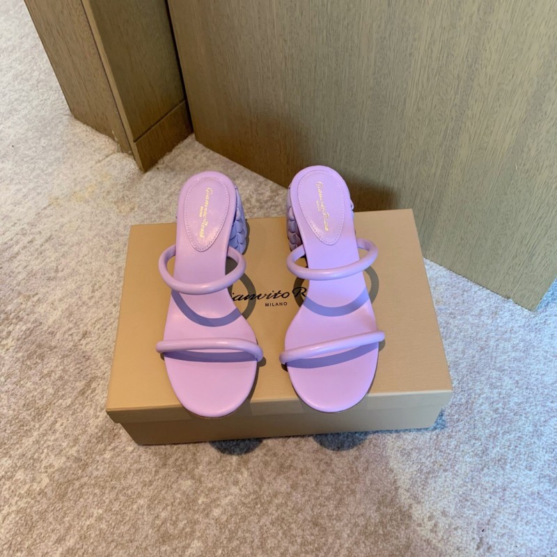 2025 Women Gianvito Rossi Purple Leather Slippers